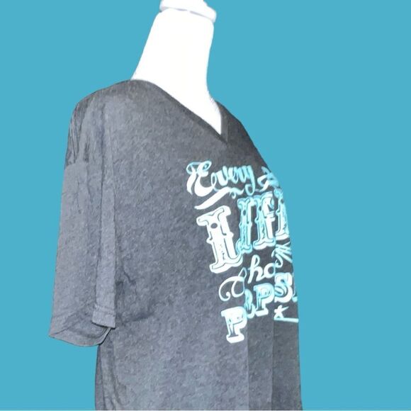 Next level dark gray tee with inspirational says on front in aqua! Euc - Picture 3 of 6